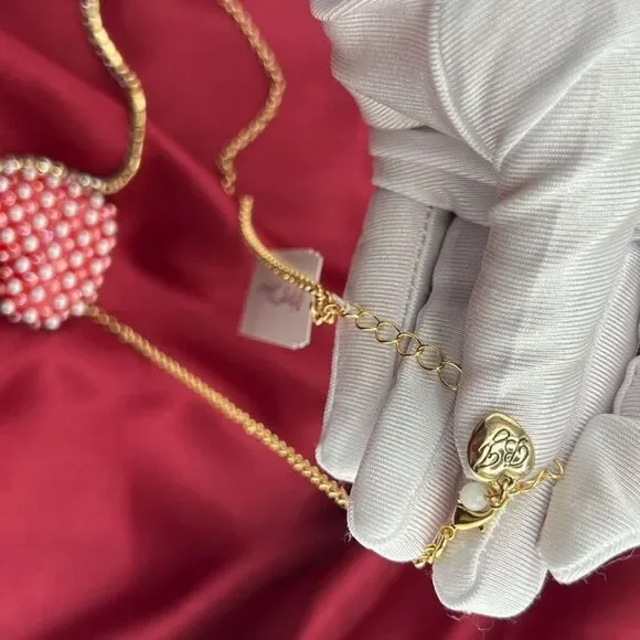 Betsey Johnson Elegant Gold Heart Necklace with Pearls - Picture 9 of 9